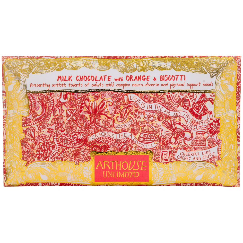 Arthouse unlimited love is in the air milk with orange and biscotti chocolate bar