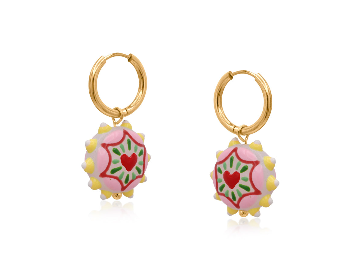 Big metal Heart vivid charm petite earrings