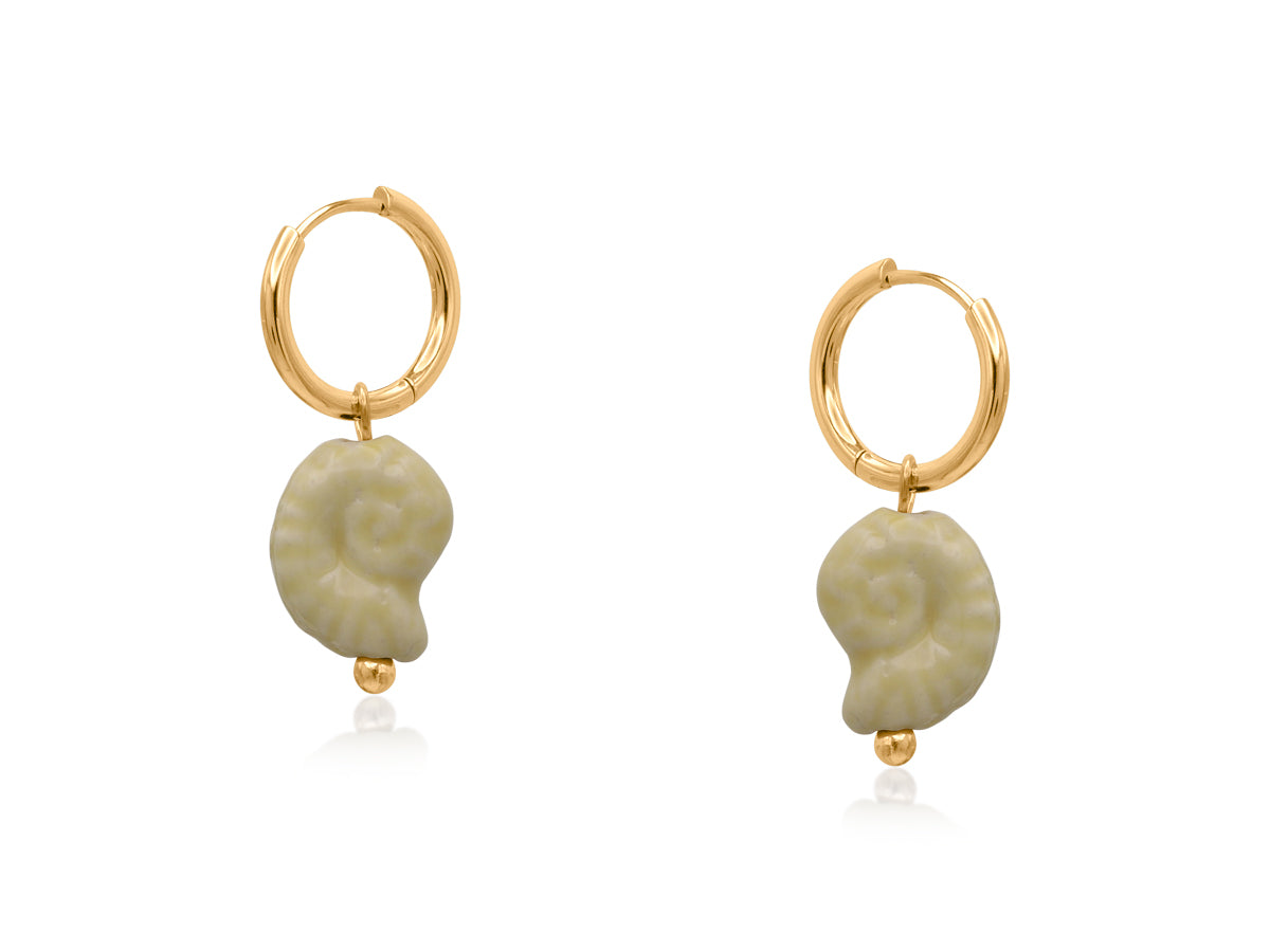 Big Metal Shell Ceramic Petite earrings in yellow