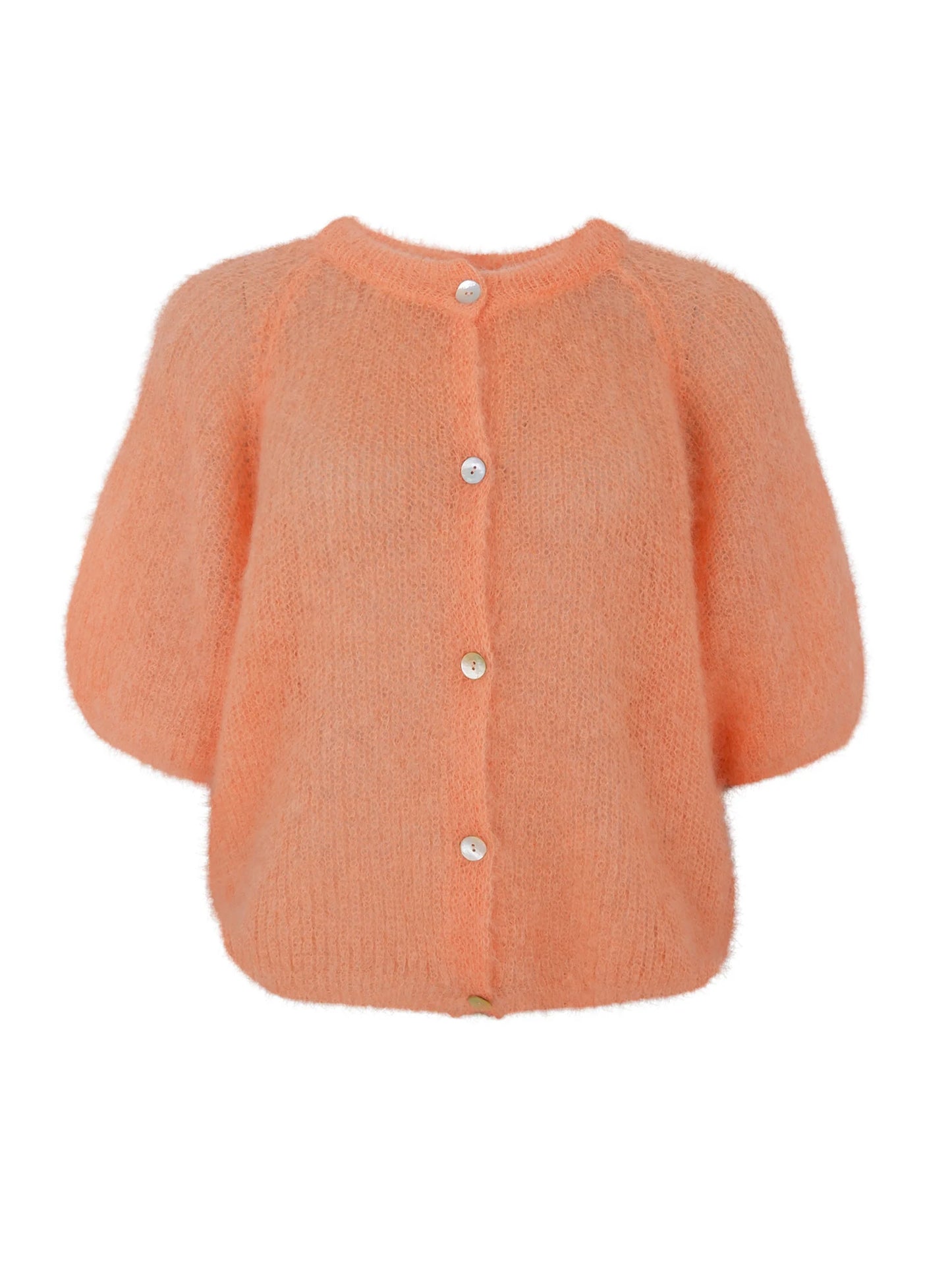 Back Colour Bjoerk patent knit cardigan in Peach