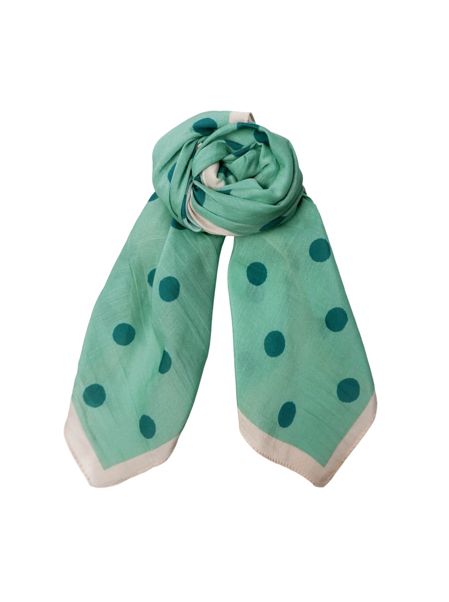 Black colour Primula mini scarf in Green polka dot