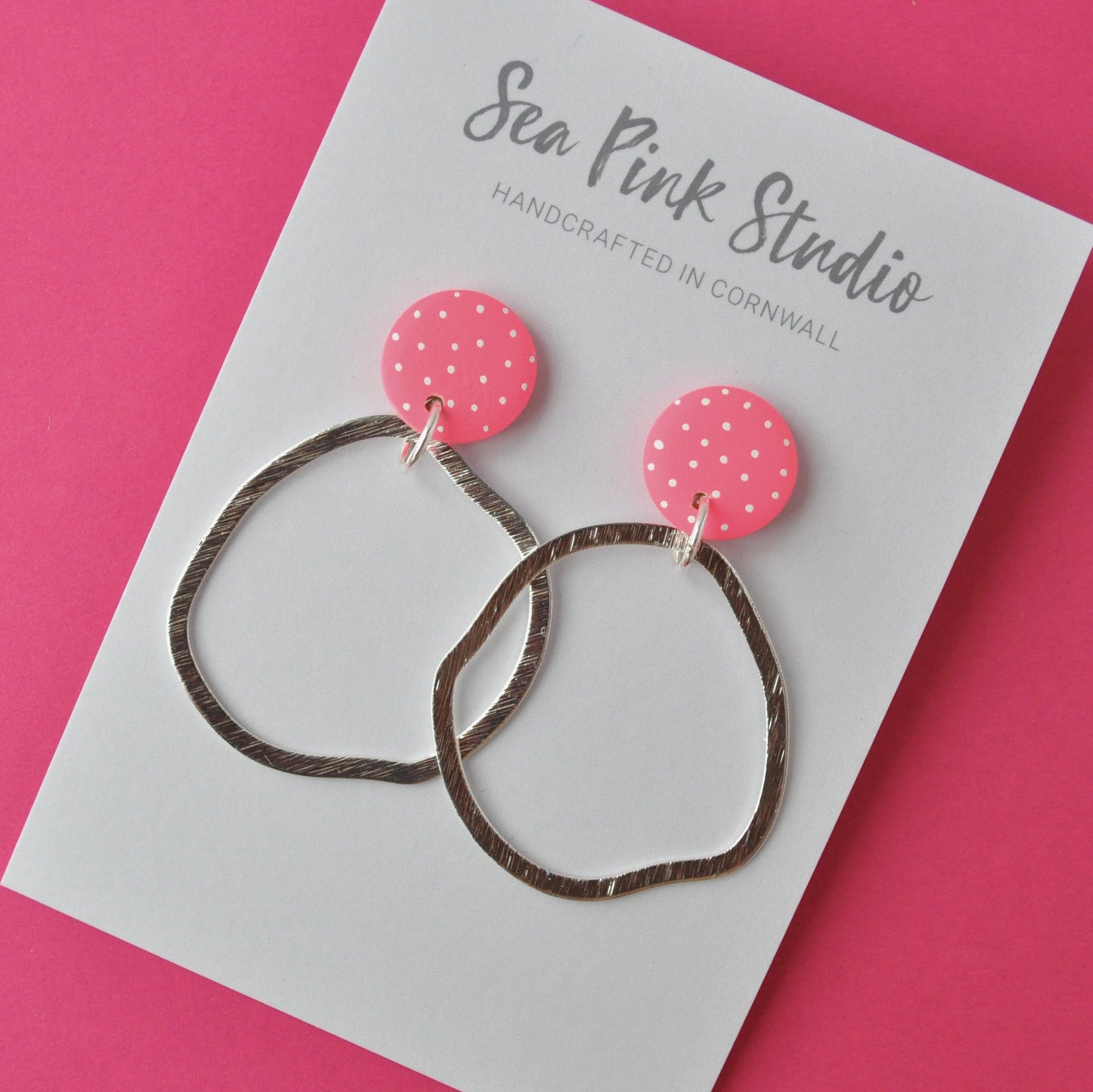 Rockpool silver polka dot earrings - handmade in cornwall by Seapink studio
