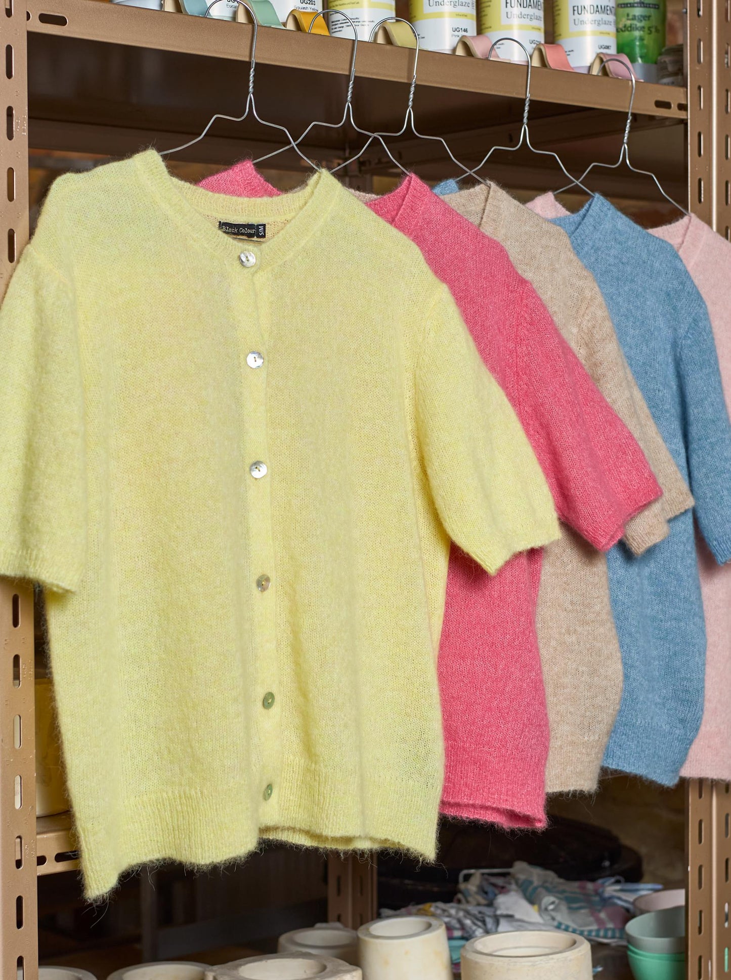 Black Colour Dell short sleeve cardigan in yellow