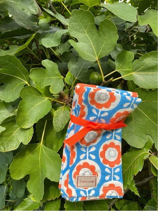 INDIAN BLOCK PRINT NAPKINS SET OF 4 - DAISY