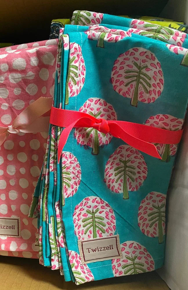 INDIAN BLOCK PRINT NAPKINS SET OF 4 - NEON TREE