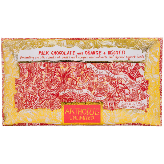 Arthouse unlimited love is in the air milk with orange and biscotti chocolate bar