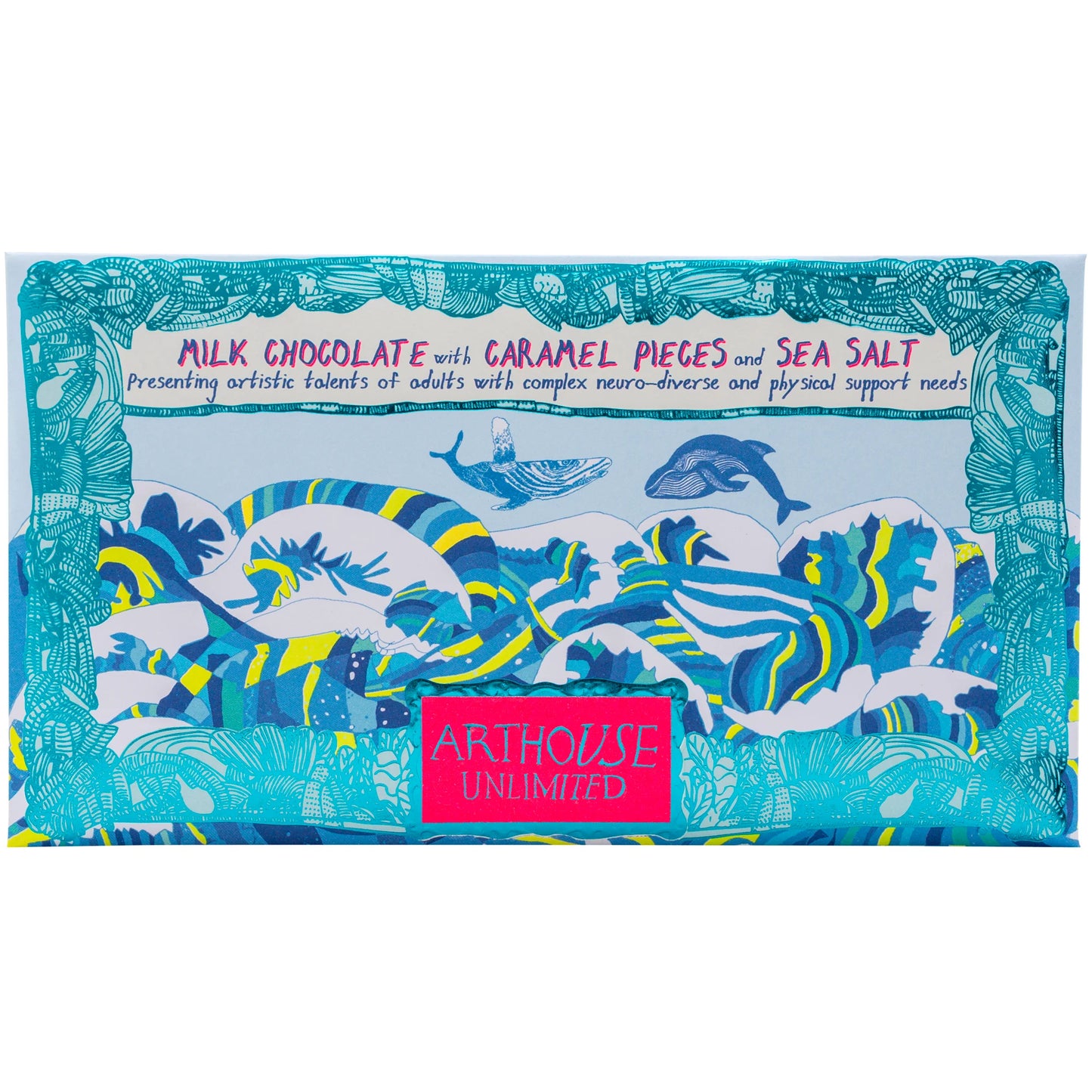 Arthouse Unlimited Swim with Whales milk chocolate bar with caramel and sea salt