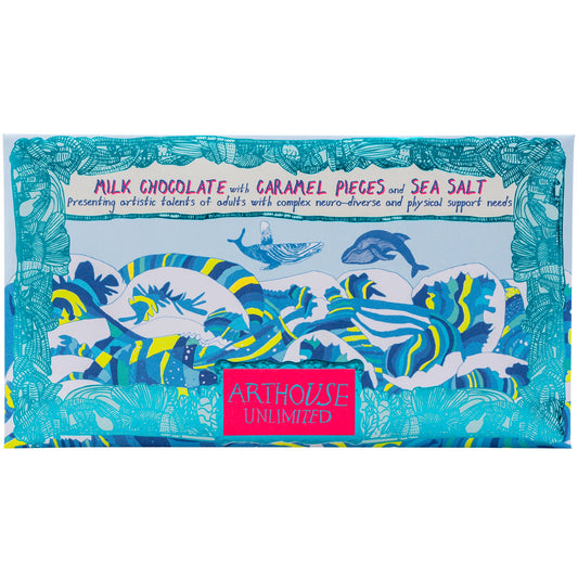 Arthouse Unlimited Swim with Whales milk chocolate bar with caramel and sea salt