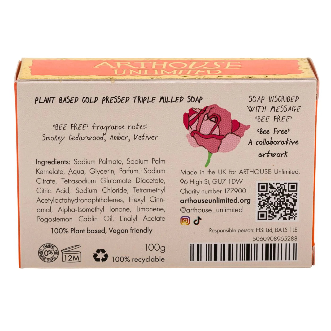 Arthouse Unlimited Bee Free soap slab