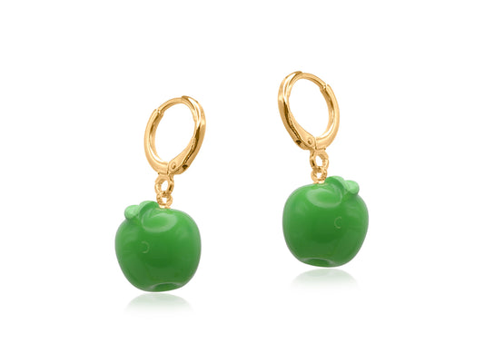 Big Metal green apple cornucopia earrings