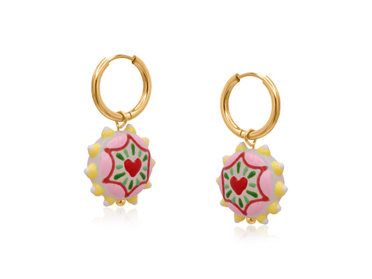 Big metal Heart vivid charm petite earrings
