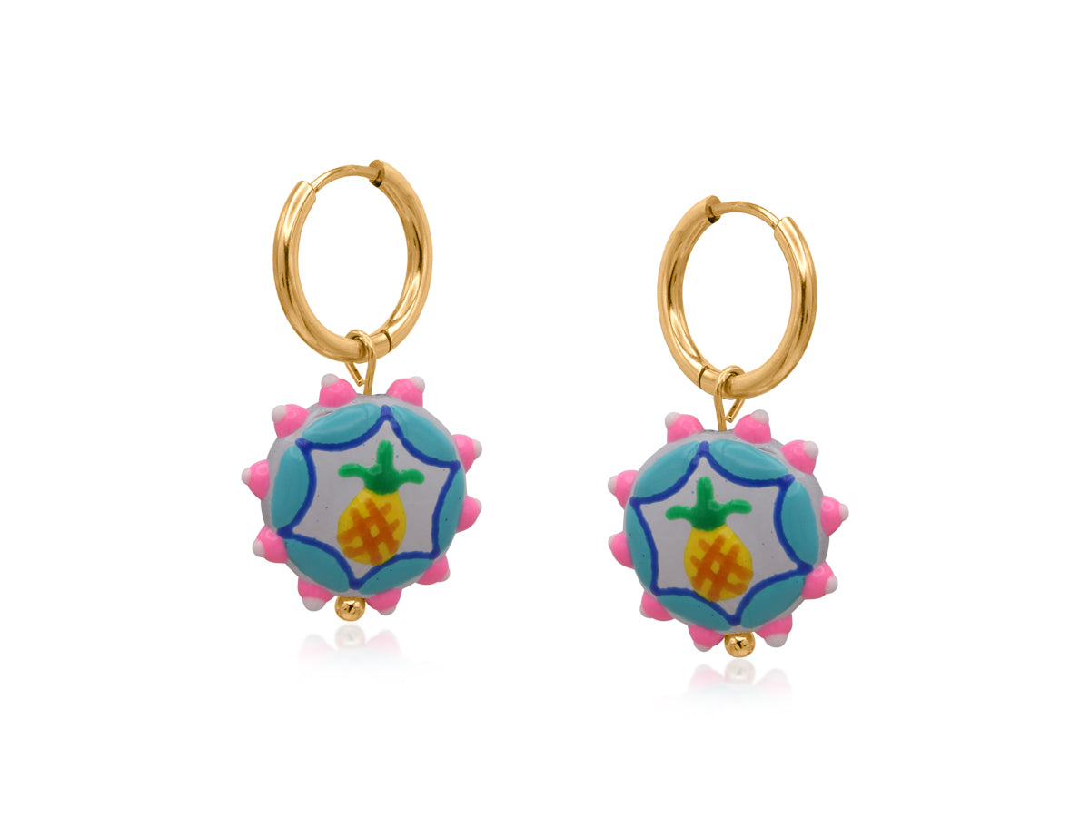 Big metal pineapple vivid charm earrings