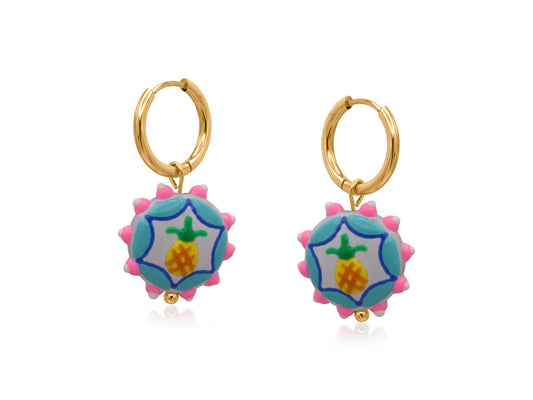 Big metal pineapple vivid charm earrings