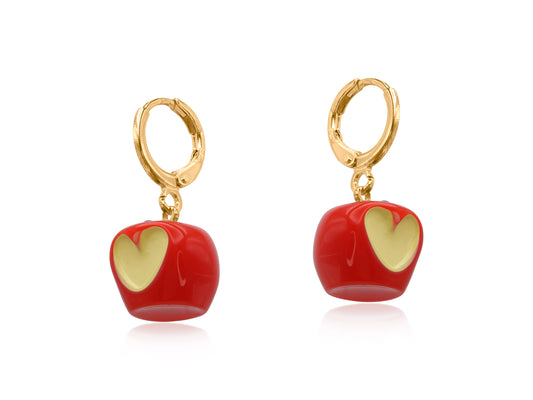 Big Metal red apple cornucopia earrings