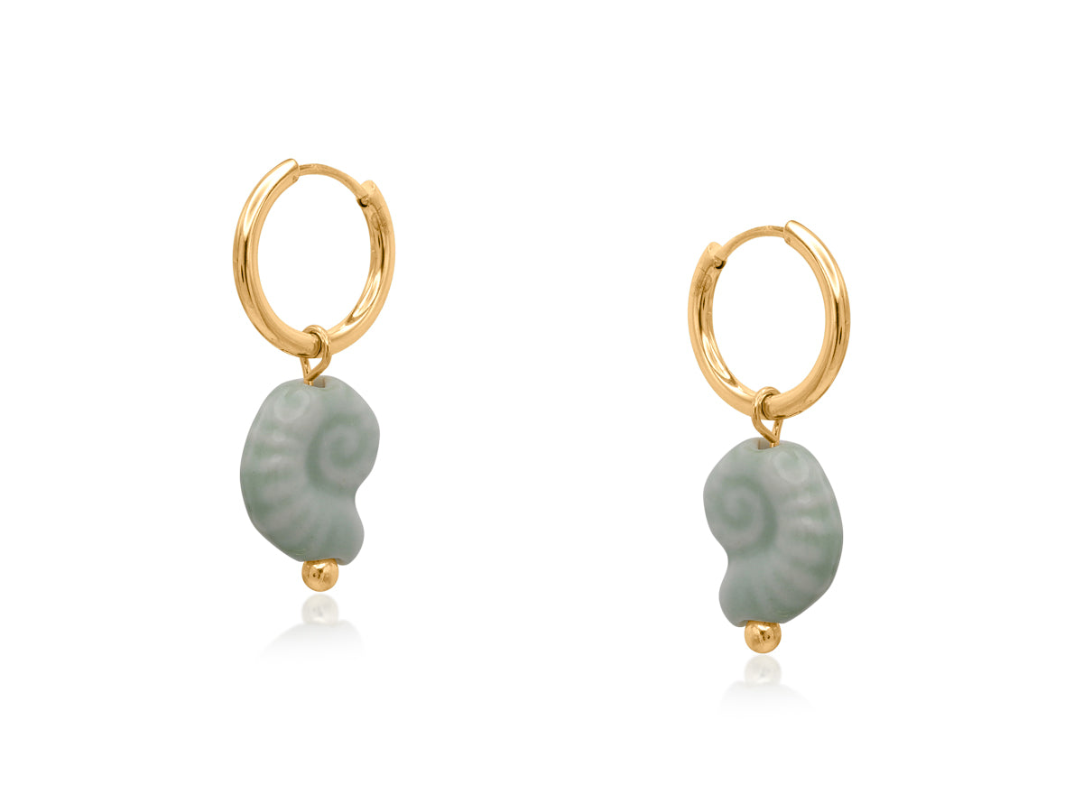 Big Metal blue shell ceramic earrings