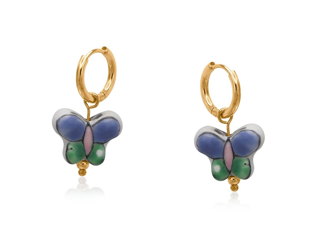 Big metal London Victoria petite brass butterfly earrings