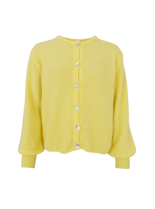 Black Colour Bella Knit Cardigan in Lemon