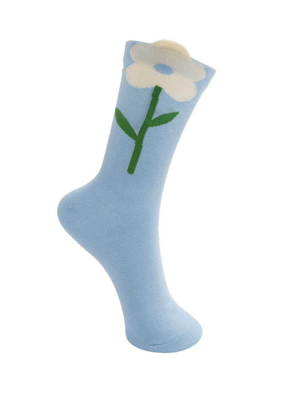 Black colour Elira cotton flower sock in light blue