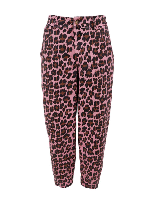 Black colour ellie barrel pant in pink leo