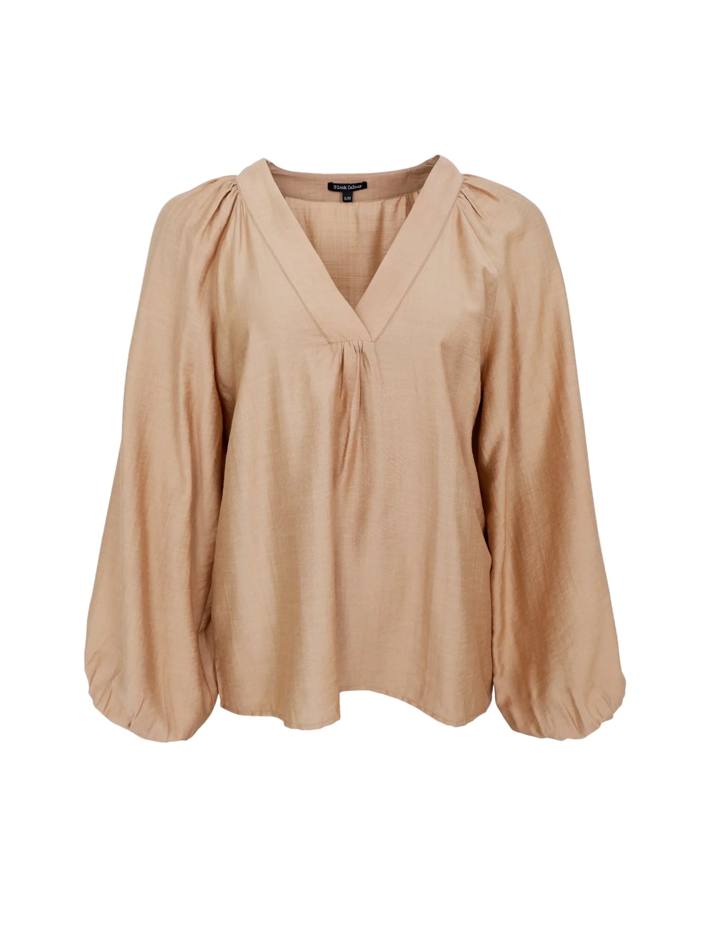 Black Colour Luisa Raglan Blouse in Caramel