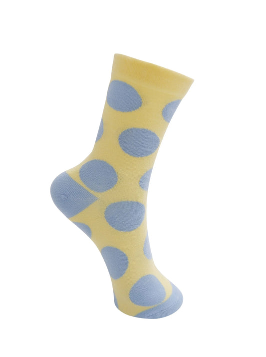 Black colour Luvia polka dot sock in light yellow