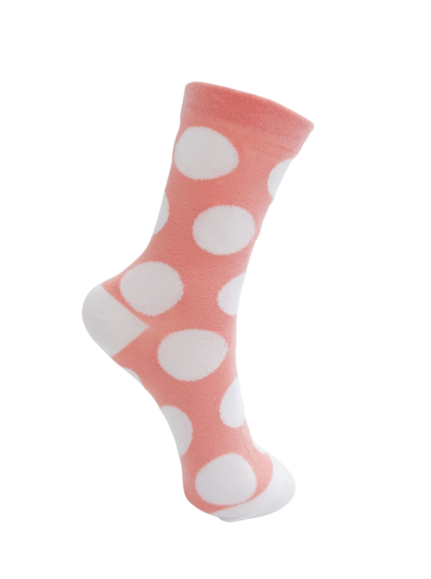 Black colour Luvia polkadot socks in peach