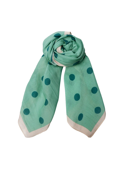 Black colour Primula mini scarf in Green polka dot