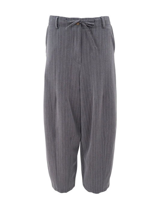 Black colour verona barrel baggy pant in grey