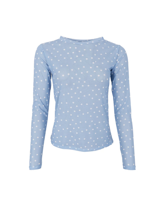 Black colour Annie mesh blouse in blue dot