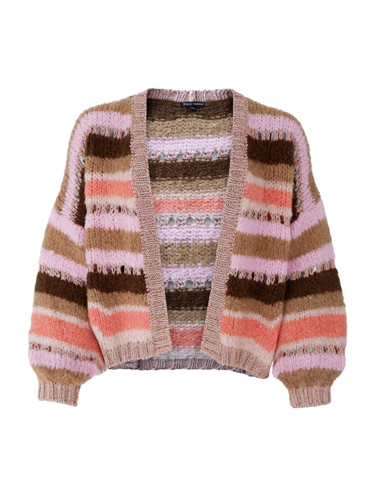 Black Colour Lin shimmer cardigan in nougat