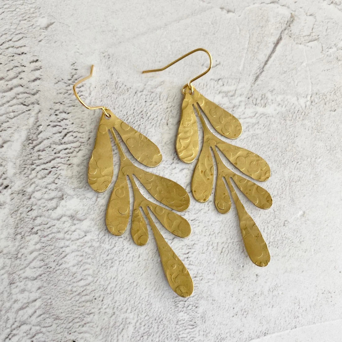 Brass sea kelp earrings - hand made in Cornwall by Stuff Made from Things
