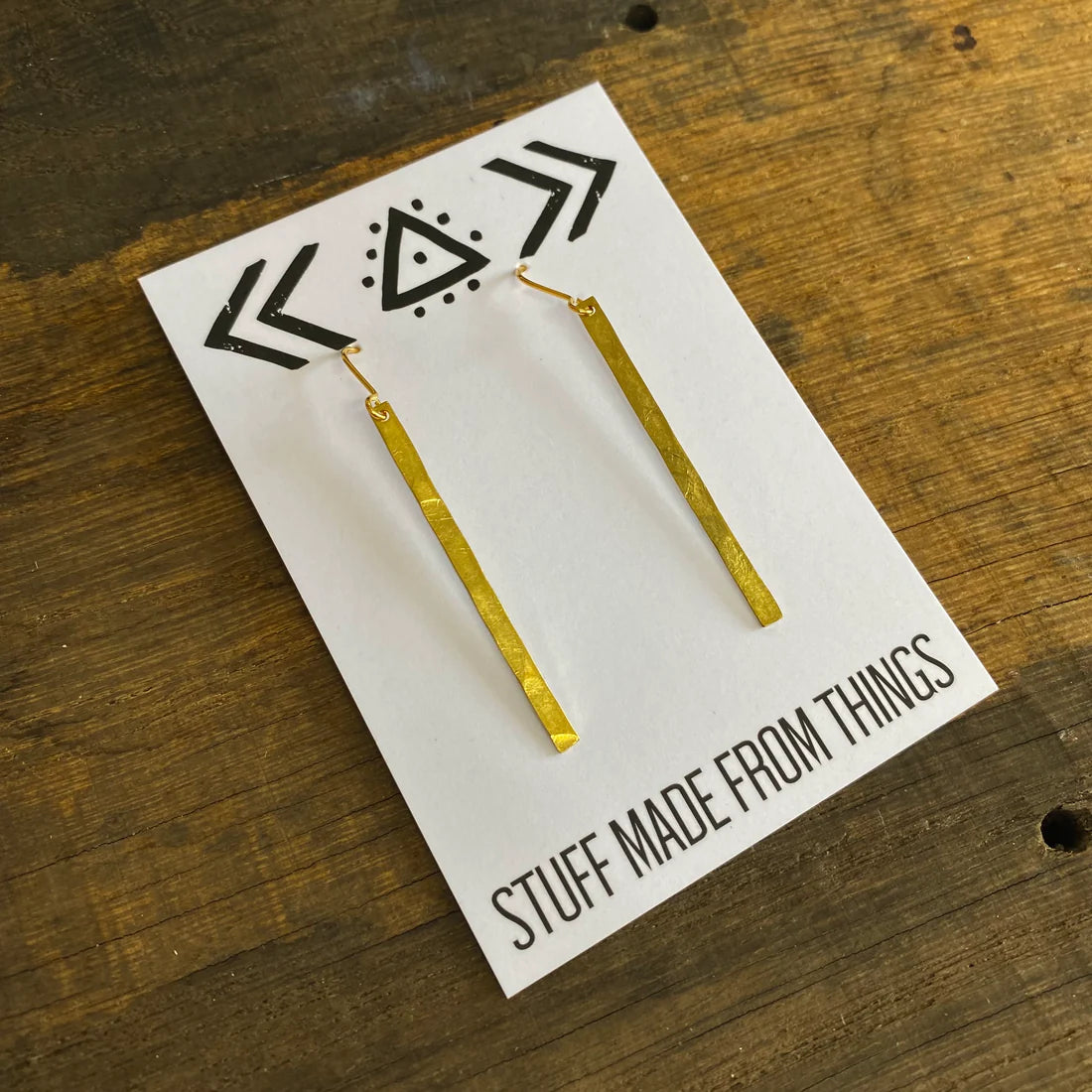 Long delicate brass earrings - handmade in cornwall by Stuff made from Things