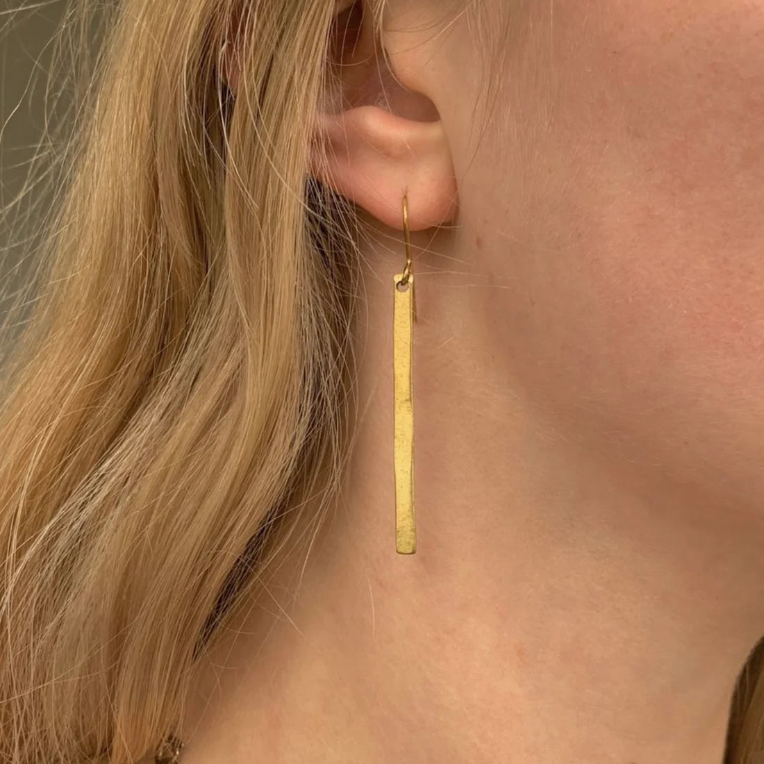 Long delicate brass earrings - handmade in cornwall by Stuff made from Things