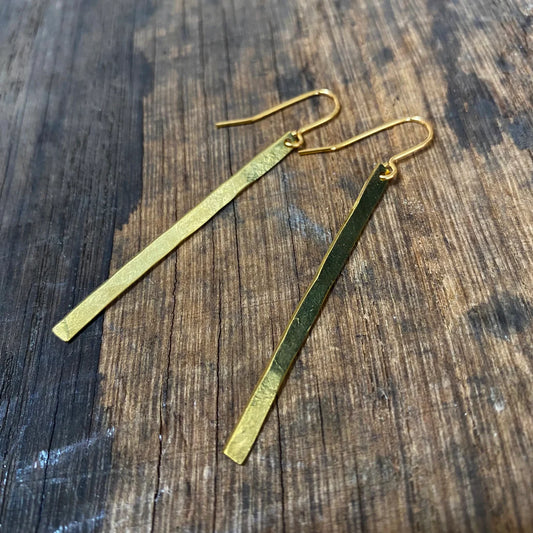Long delicate brass earrings - handmade in cornwall by Stuff made from Things