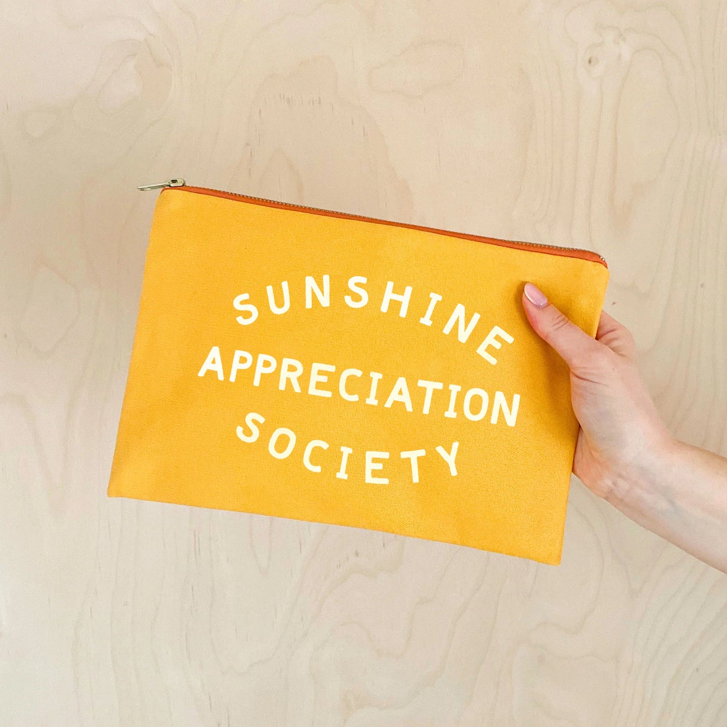 Sunshine appreciation Society Yellow Pouch by alphabet Bags