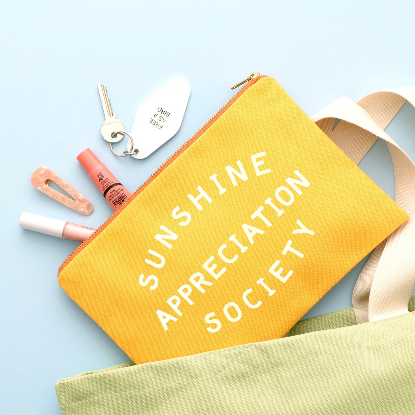 Sunshine appreciation Society Yellow Pouch by alphabet Bags